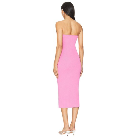 SNDYS Maia Dress in Pink Medium New Womens Strapless Knit Midi - Picture 3 of 10